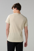 Camiseta cuello redondo unicolor con doblez en puños