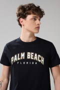 Camiseta en algodón negra con manga corta y cuello redondo