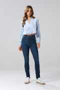 Jean azul oscuro tipo jegging ajustado con tiro súper alto