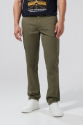 Pantalón slim unicolor de dril con tiro medio y bolsillos