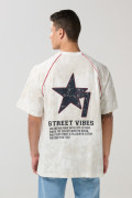 Camiseta crema tie dye oversize college con manga ranglan