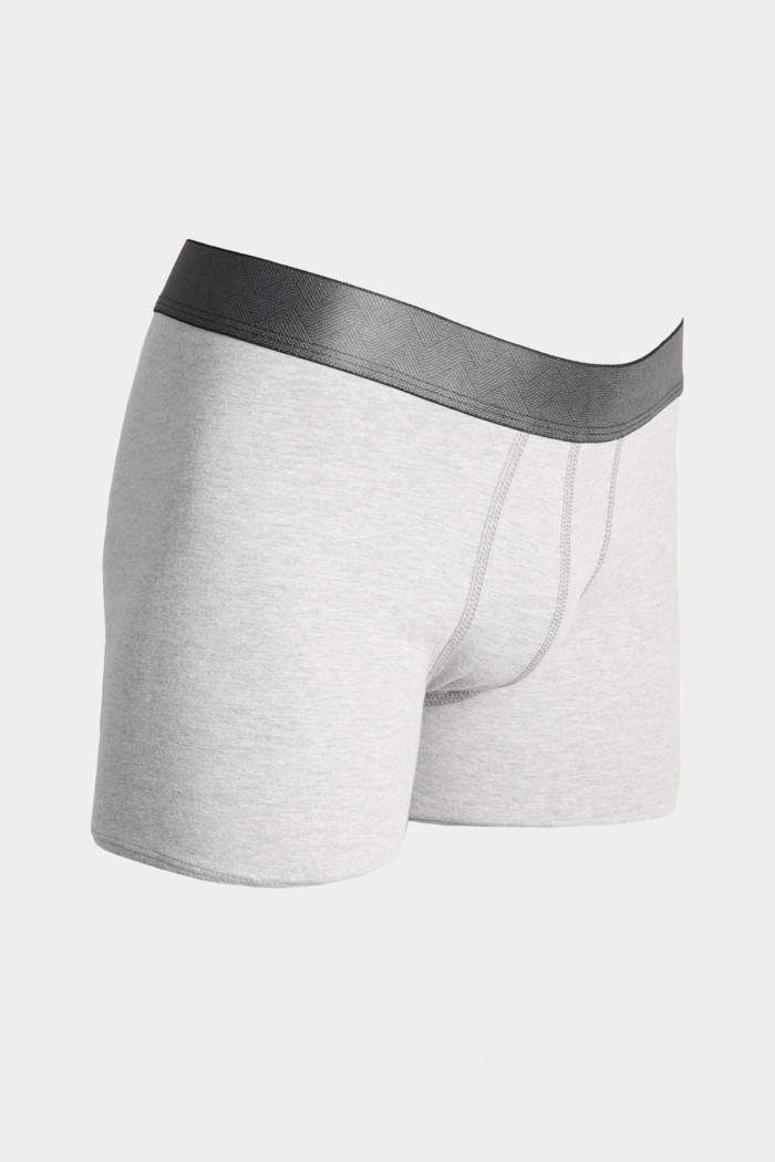 Bóxer gris brief-medio con cintura en contraste