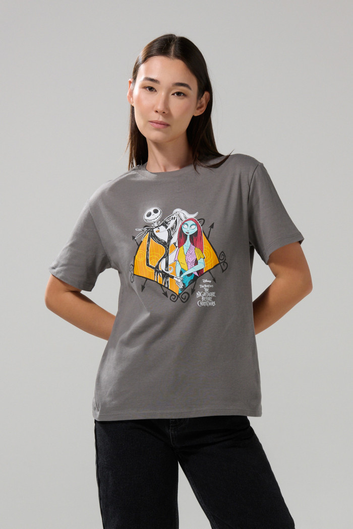 Camiseta de Nightmare Before Christmas gris medio