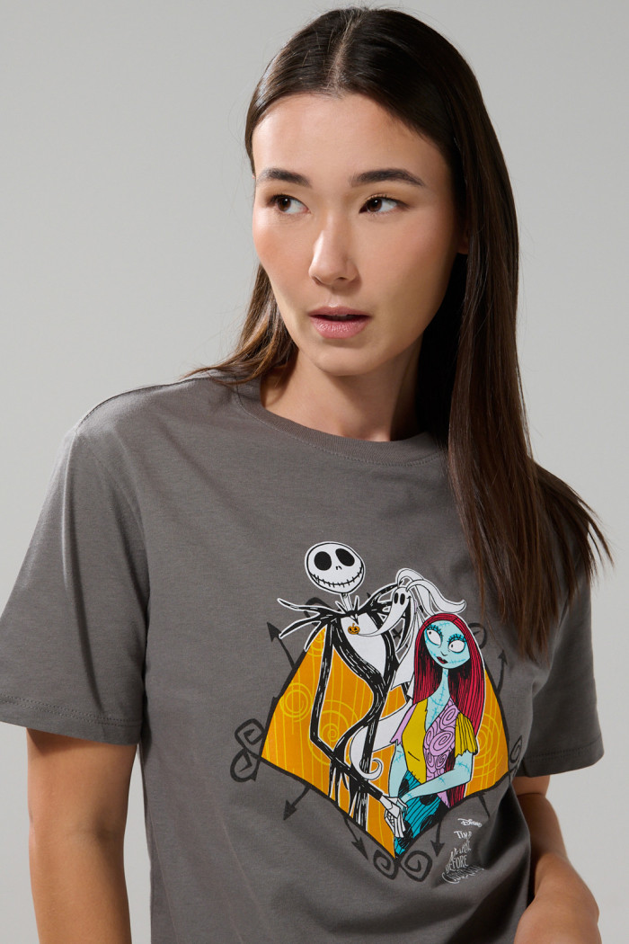 Camiseta de Nightmare Before Christmas gris medio