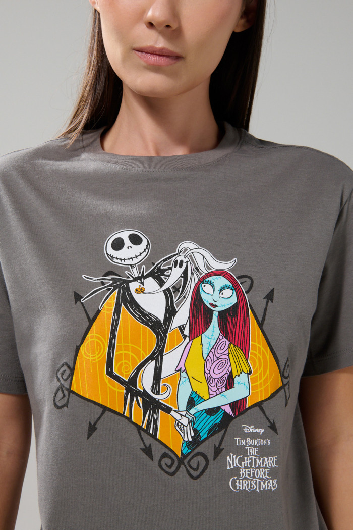 Camiseta de Nightmare Before Christmas gris medio