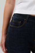 Jean azul intenso jegging tiro alto con cremallera en frente