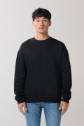 Buzo oversize perchado unicolor con cuello redondo