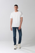 Camiseta hombro rodado unicolor en algodón manga corta
