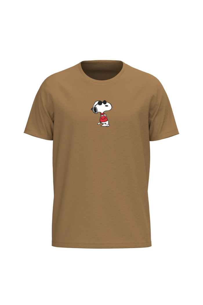 Camiseta unicolor cuello redondo con diseño de Snoopy