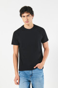 Camiseta manga ranglan corta unicolor en algodón
