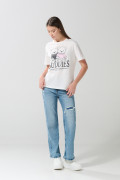 Camiseta unicolor manga corta con diseño de osito