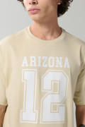 Camiseta unicolor con diseño college y manga corta oversize