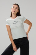 Camiseta college verde clara manga corta con contrastes