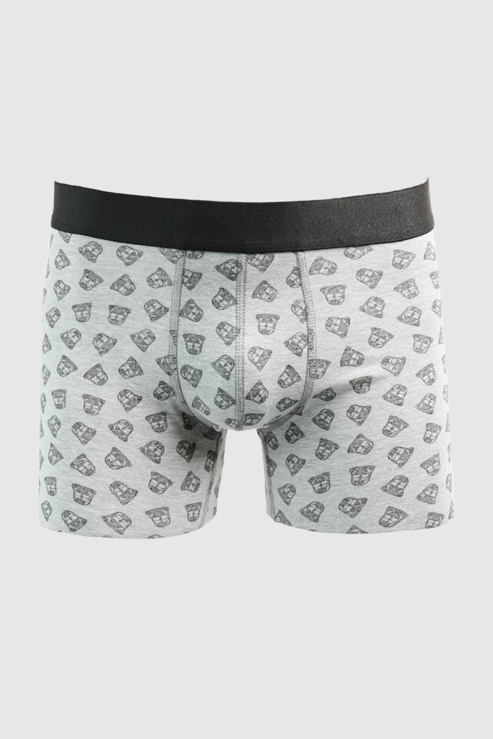 Bóxer brief-medio gris con diseños de palmeras