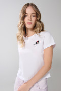 Camiseta manga corta unicolor con estampado de Mafalda