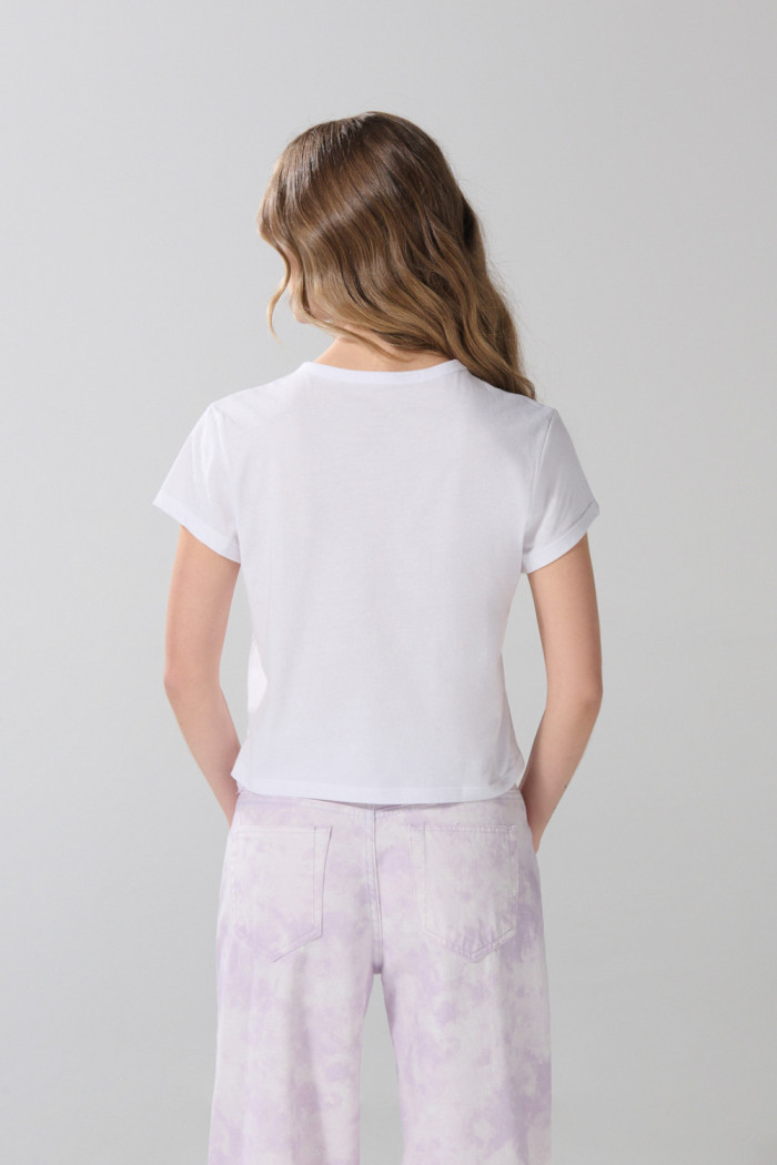Camiseta manga corta unicolor con estampado de Mafalda