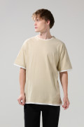 Camiseta manga corta oversize unicolor con contrastes