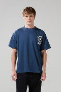 Camiseta azul oscura de Mickey oversize cuello redondo