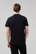 Camiseta manga corta negra college en algodón