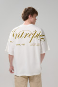 Camiseta unicolor oversize manga corta con textos