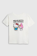 Camiseta de Hello Kitty crema oversize con manga corta