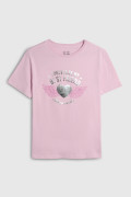 Camiseta oversize manga corta unicolor con arte metalizado