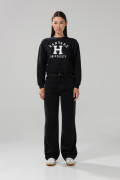 Buzo negro cuello redondo con estampado de Harvard