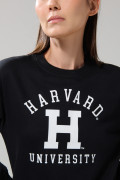 Buzo negro cuello redondo con estampado de Harvard