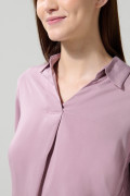 Blusa manga larga unicolor con escote en V y charreteras