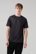 Camiseta negra estampada con manga ranglan corta