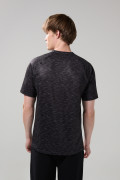 Camiseta negra estampada con manga ranglan corta