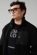 Chaqueta sherpa unicolor con bolsillos y cuello alto