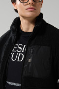 Chaqueta sherpa unicolor con bolsillos y cuello alto