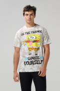 Camiseta tie dye crema manga corta de Bob Esponja