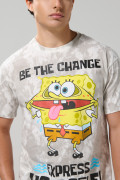 Camiseta tie dye crema manga corta de Bob Esponja