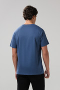 Camiseta azul oscura college en algodón manga corta