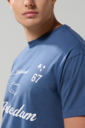 Camiseta azul oscura college en algodón manga corta