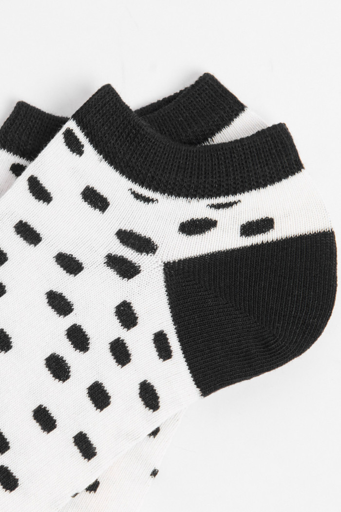 Medias tobilleras unicolores con contrastes y puntos