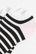 Medias tobilleras cremas con contrastes y rayas