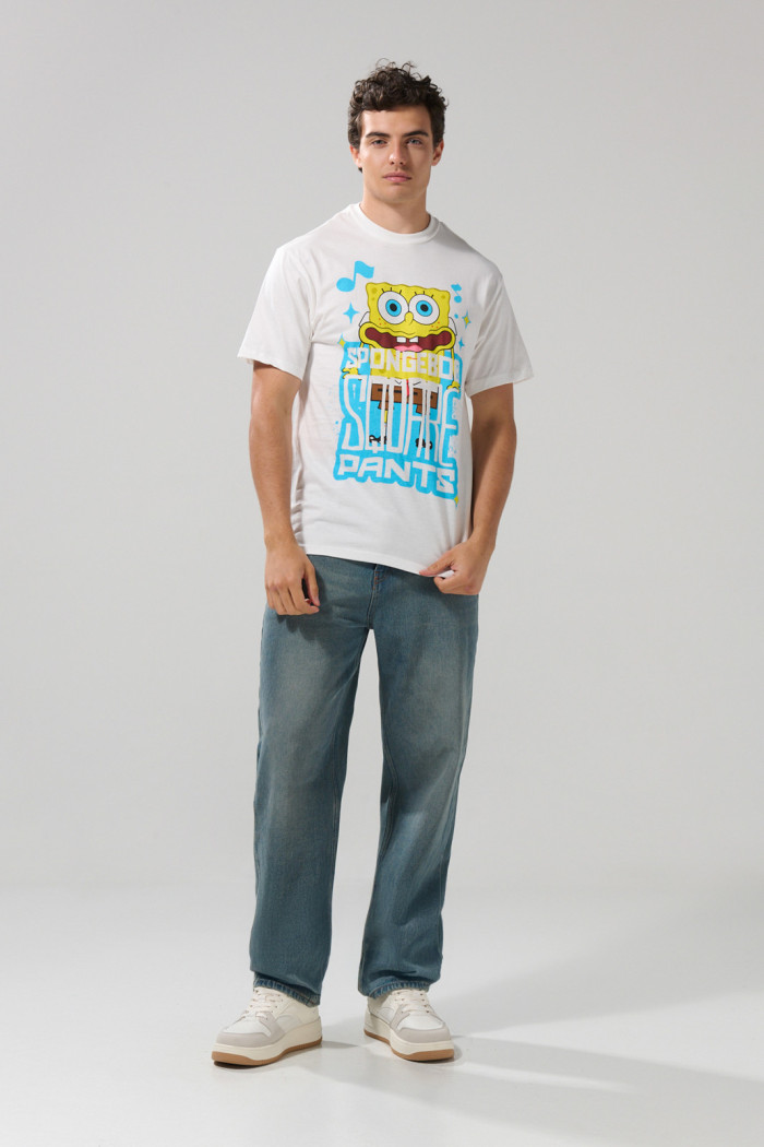Camiseta de Bob Esponja crema clara cuello redondo