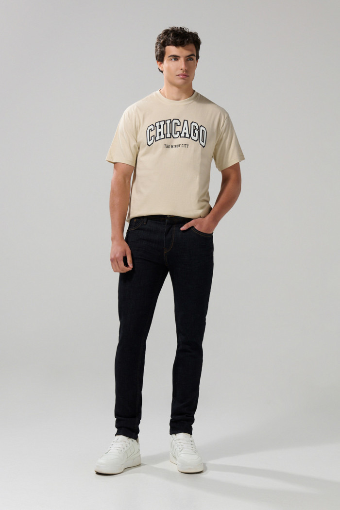 Jean tiro bajo skinny ceñido azul intenso con bolsillos
