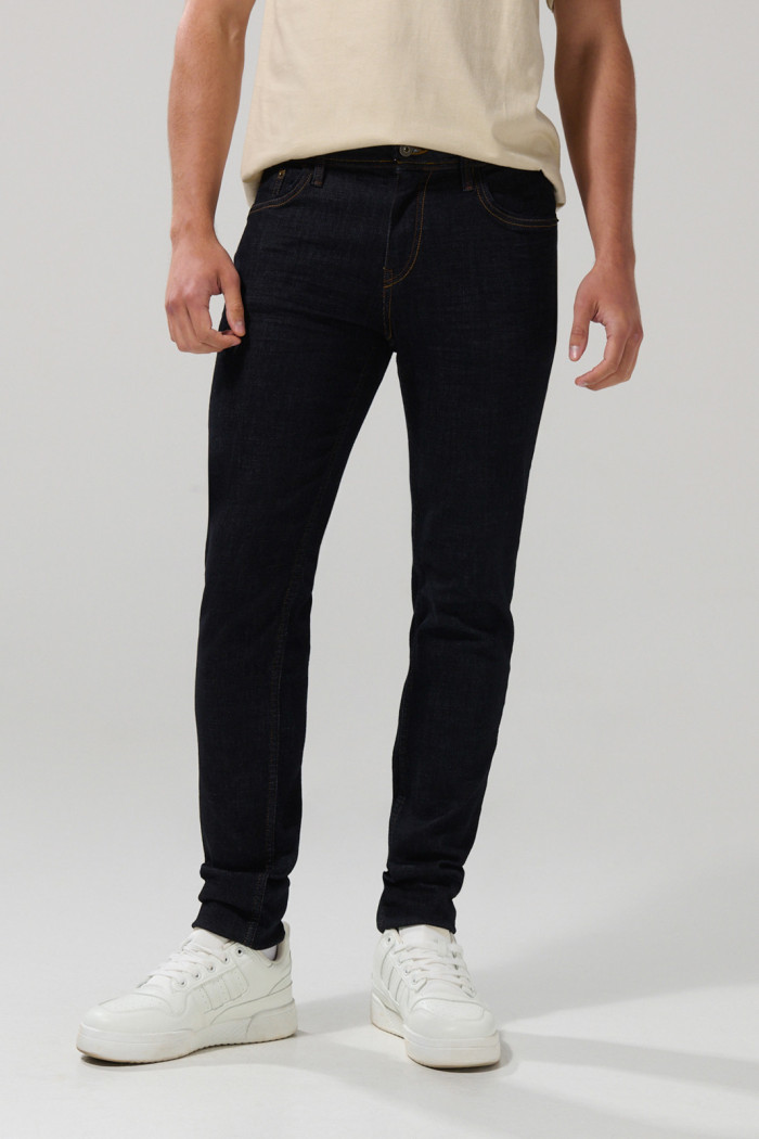 Jean tiro bajo skinny ceñido azul intenso con bolsillos