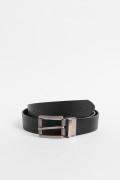 Cinturón negro reversible sintético con hebilla cuadrada