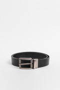 Cinturón negro reversible sintético con hebilla cuadrada