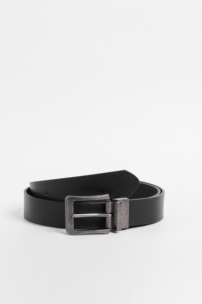 Cinturón sintético negro con hebilla reversible