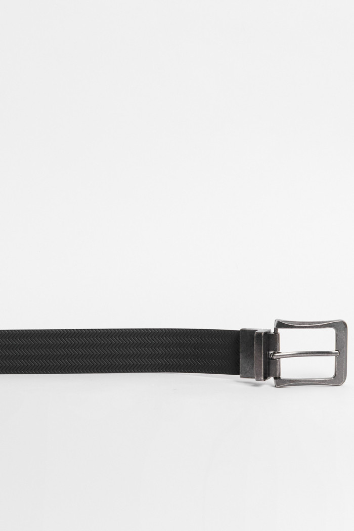 Cinturón sintético negro con hebilla reversible