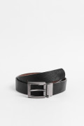 Cinturón negro sintético con hebilla reversible cuadrada