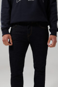 Jean skinny ajustado azul intenso tiro bajo con costuras
