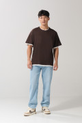 Camiseta oversize unicolor manga corta con contrastes