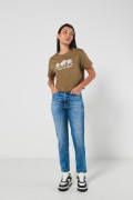 Camiseta crop top café clara de Félix el Gato en algodón